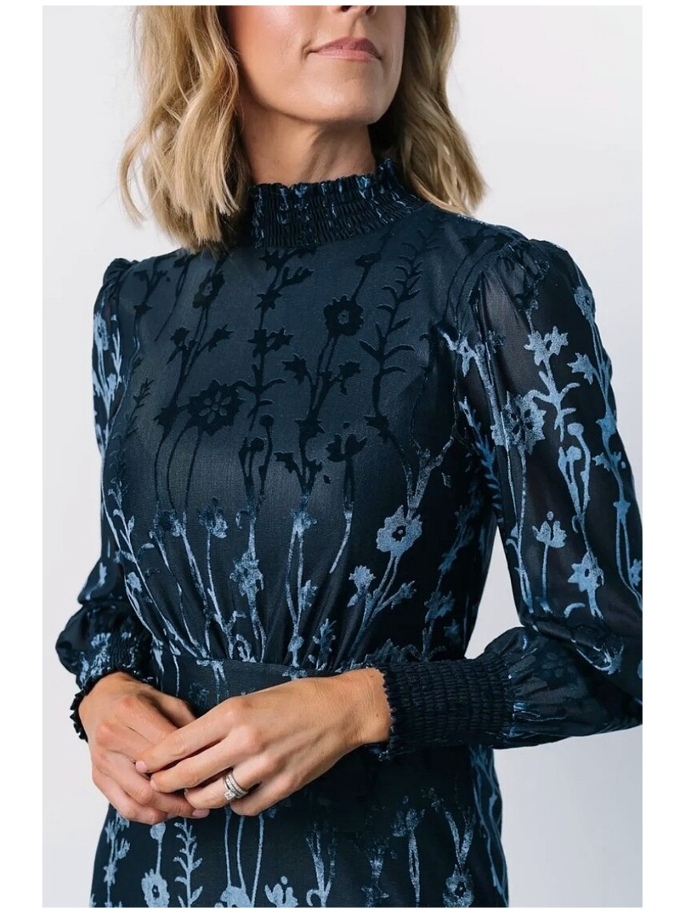 Baltic Born, Penelope Velvet Midnight Blue Floral Maxi Dress - Picture 2 of 3